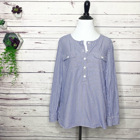 Vineyard Vines Blue & White Striped Popover Top Size Small - Picture 7 of 12